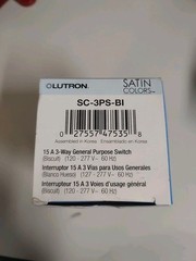 Lutron SC-3PS-BI General Purpose 15A 3-Way 120V Satin Colors Biscuit -NEW