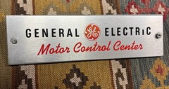 General Electric MCC Motor Control Center MCM Mid Century Signage Sign Aluminum