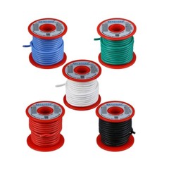14 Gauge Silicone Wire Kit Red Black White Blue and Green Each 25ft 14 AWG St…