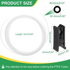 16.4 Ft PTFE Pipe, 0.8mm ID x 1.6mm OD PTFE Pipe With Hose Cutter (White)
