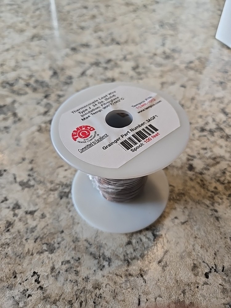 TEMPCO TCWR-1013 Thermocouple Wire,J,24AWG,Brn,100ft 3AGF1