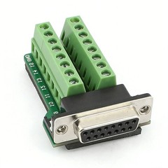 DB15 D-SUB Female Jack 15Pin Port to 2 Row 8 Position Terminal Breakout Board