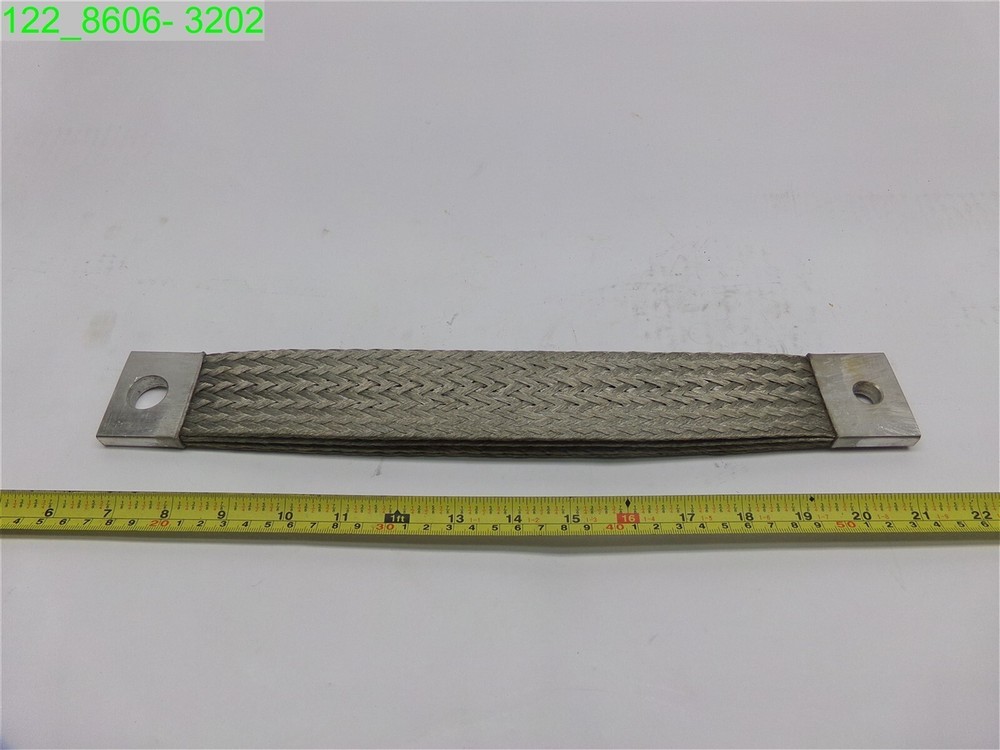 QTY=8: COPPER BUSBAR, FLAT COPPER BRAIDED STRAP 2″W, 15-1/4″L, 3/8″ THICK ENDS