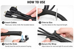 Cable Sleeve Split Wire Loom Cord Protector Cable Management for TV PC USB