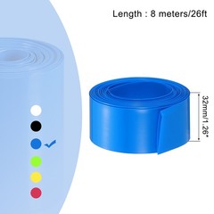 Battery Wrap 32mm Flat 26 ft PVC Heat Shrink Tube Wraps Blue