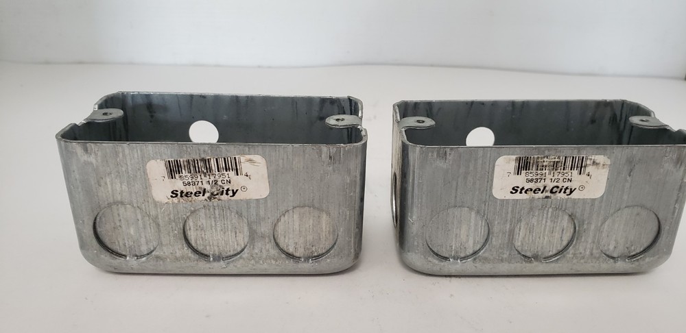 STEEL CITY 58371 1/2 CN ELECTRICAL BOX, 4″x2-1/8″x2-1/8″, STEEL (LOT OF 2) NNB