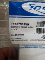 ICC SURFACE MOUNT BOX, 2-PORT, White IC107BC2WH NEW