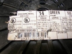Encore Wire Corp. 500 Feet of #14 Solid Copper THHN Green Wire 600 Volts