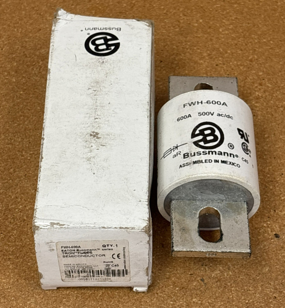 New Bussmann FWH-600A 600 Amp Semiconductor Fuse 500 Volts – New Open Box