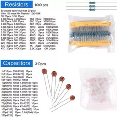 Electronic Component Kit Assortment Capacitors LEDs Transistors Resistors DC PCB