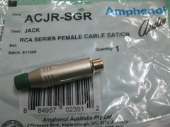 1X ACJR-SGR RCA Phono Connectors Diecast SH GLD PLTD CONT COLRD GROM