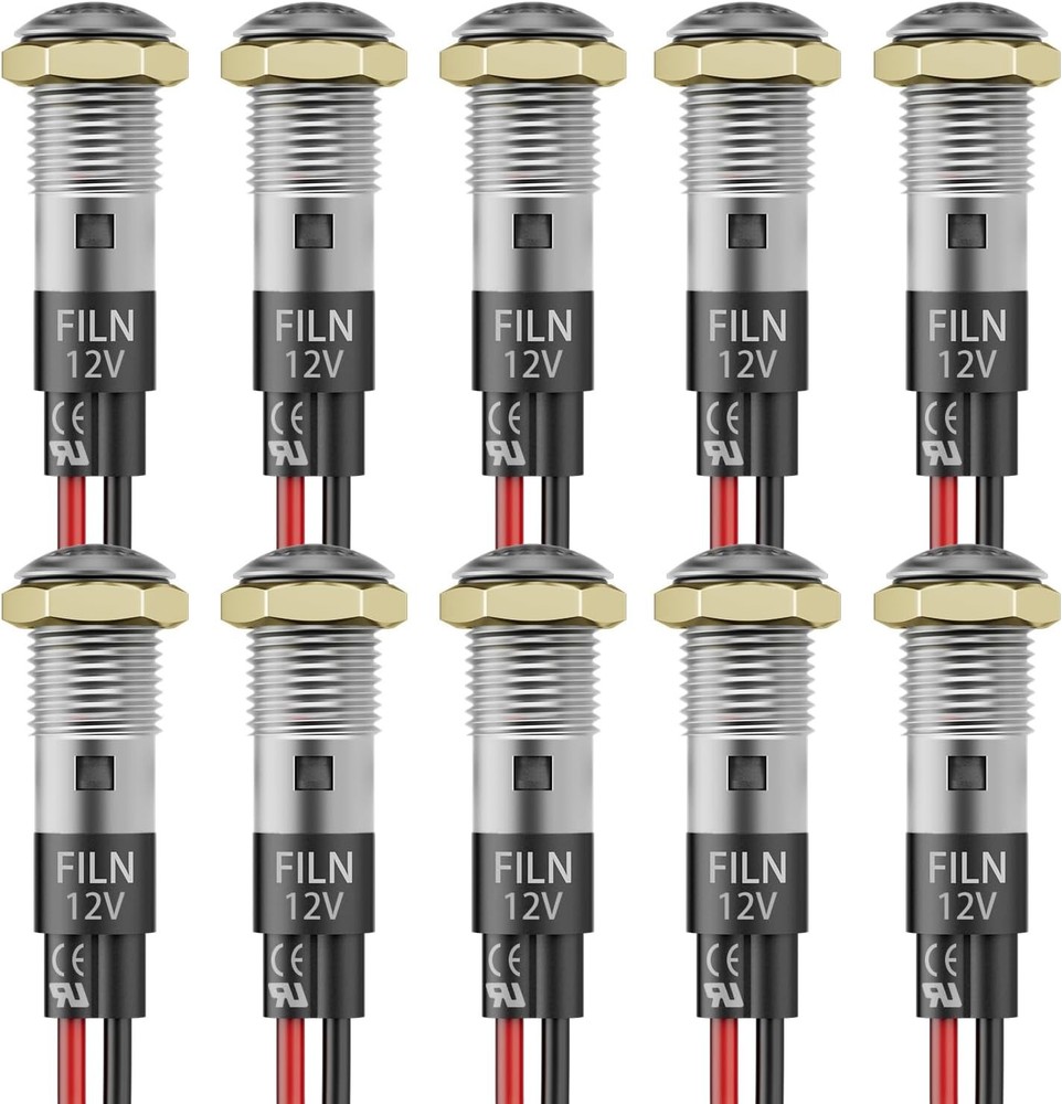 10PCS 12V LED Indicator Light 8mm IP67 Waterproof Low Power Pilot Lights Panel