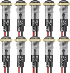 10PCS 12V LED Indicator Light 8mm IP67 Waterproof Low Power Pilot Lights Panel