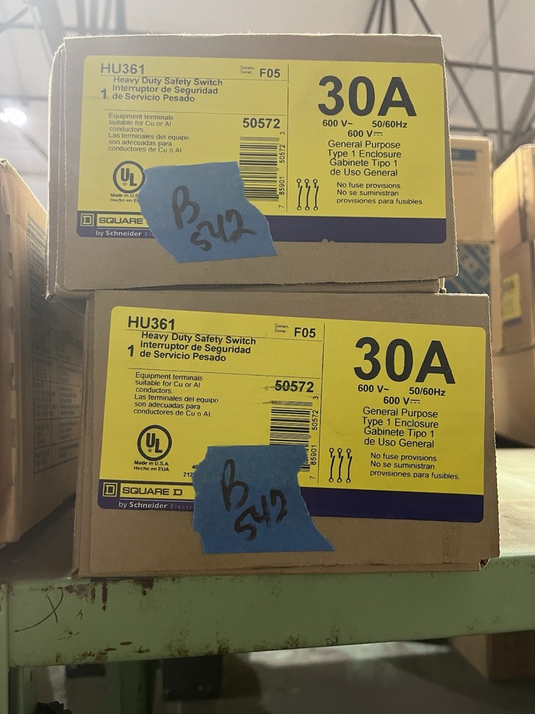 SQUARE D HU361 F05 TYPE 1 NON-FUSED HEAVY DUTY SAFETY SWITCH 30A 600V- B 542