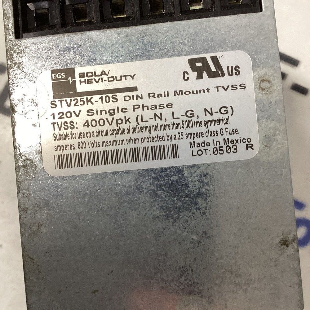 SOLA Surge Supressor 120 Volt Single Phase STV25K-10S J804
