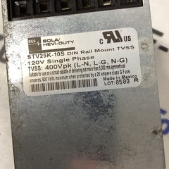 SOLA Surge Supressor 120 Volt Single Phase STV25K-10S J804