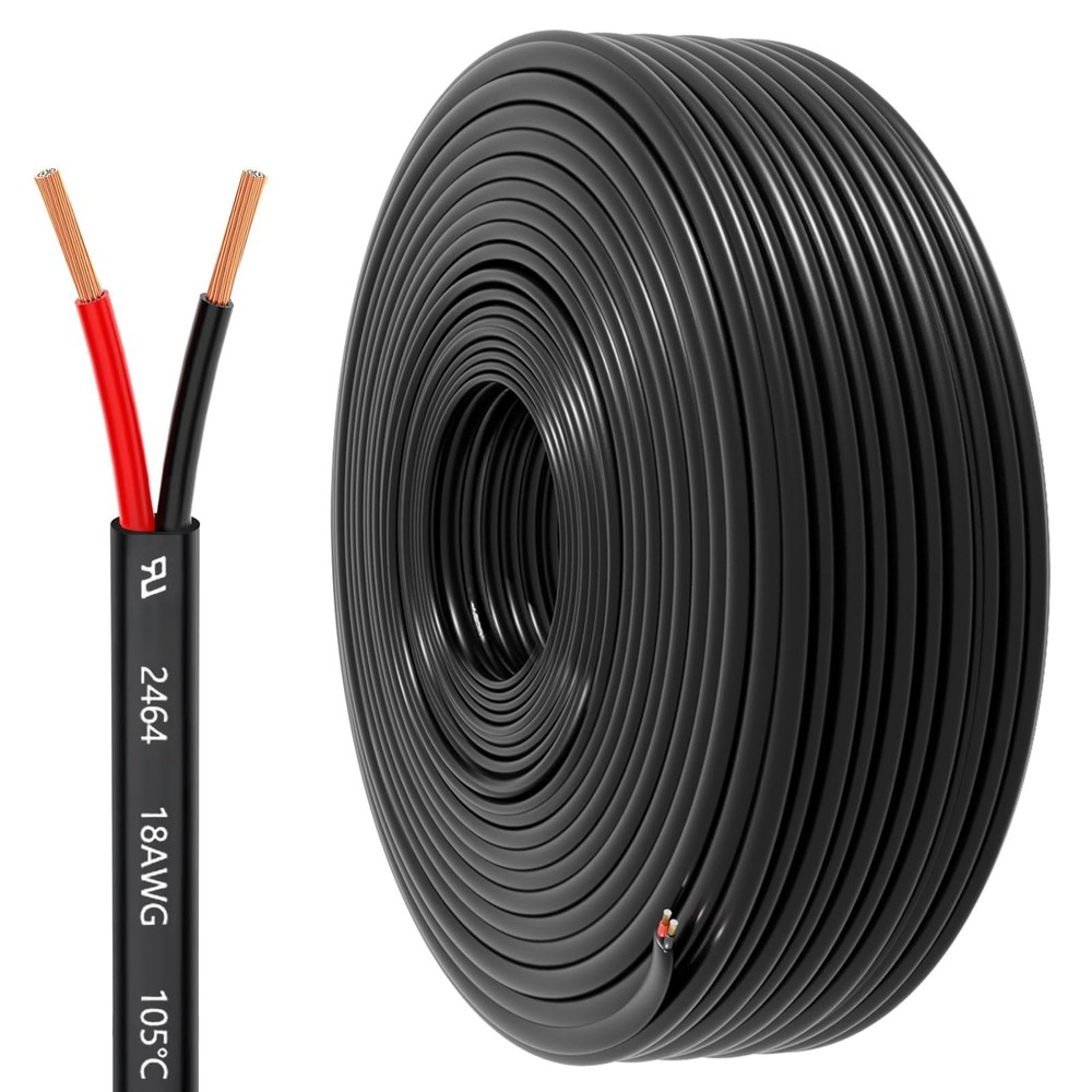 Low Voltage 18 Gauge Wire, 2 Conductor 0.82Mm², Led Strip Lights, Black