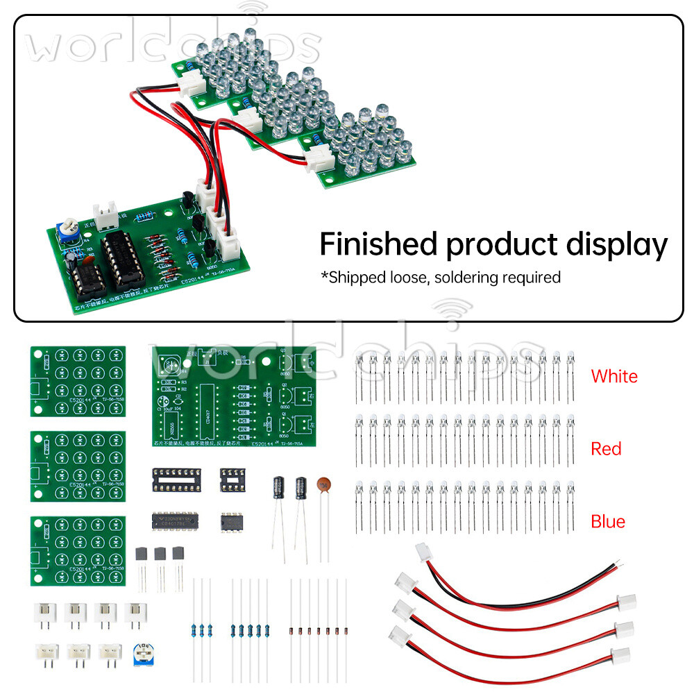 CD4017 + NE555 Flash Light DIY LED Electronic Kit Soldering Learning Project