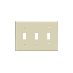 LEVITON 86011, Wallplate, Ivory, Thermoset Plastic, 3-Gang, 3-Toggle Switch, 1pc