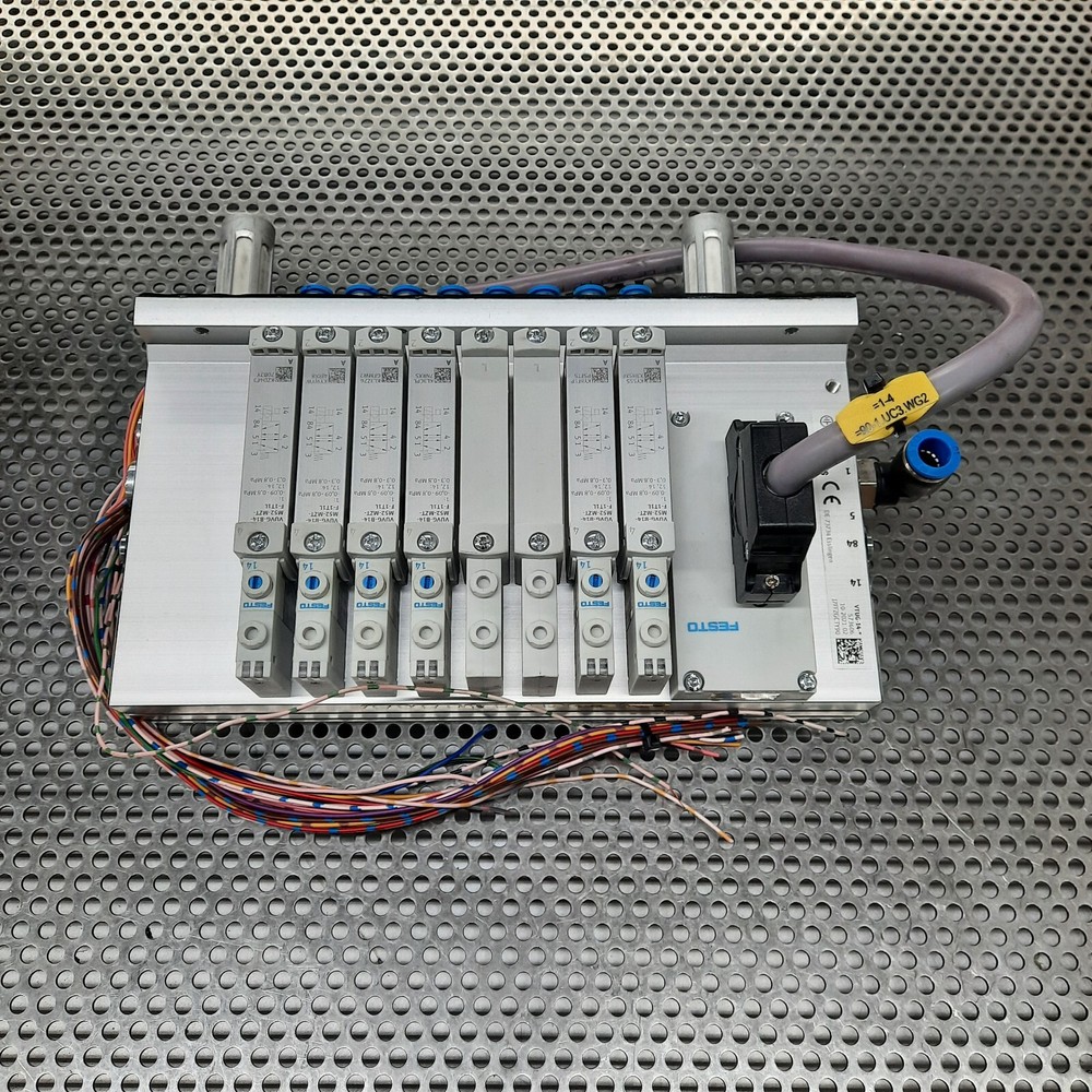 FESTO VTUG-14 Valve Manifold Assembly w/ VUVG-B14-M52-MZT-F-1T1L Solenoid Valves