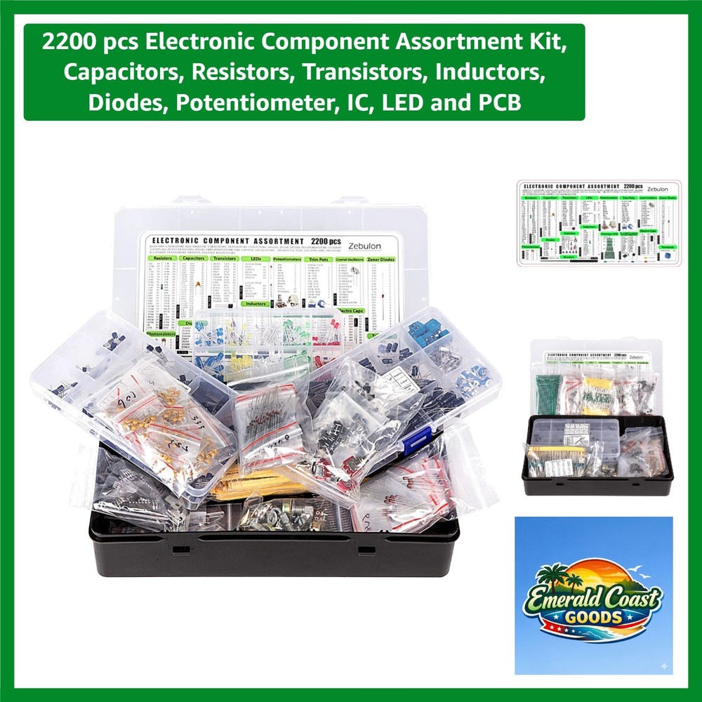 Comprehensive 2200-Piece Electronic Component Kit for DIY Electronics Projects