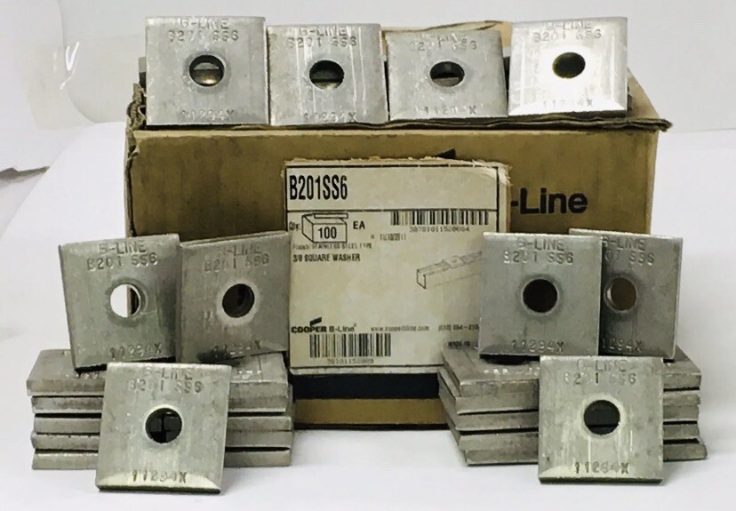 COOPER B-LINE B201SS6 QTY 100 SQUARE WASHER 3/8″ 316 STAINLESS STEEL