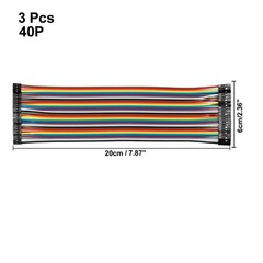 Female- Female 40P Jumper Wire 2-2.54mm Pitch Ribbon Cable Breadboard 20cm 3X