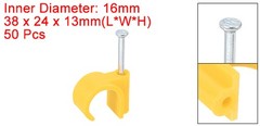 50Pcs Cable Wire Clips, Nail in Cable Clips 16mm/0.63″, Yellow
