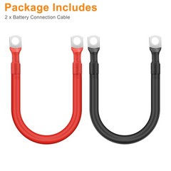 2PCS 2AWG Battery Cable with 3/8″ Tinned Copper Lugs Pure Copper RV Marine Solar