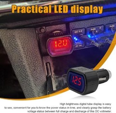 Car LED Cigarette Lighter Voltmeter, 12V 24V DC Digital Battery Vo Color: 1 PC