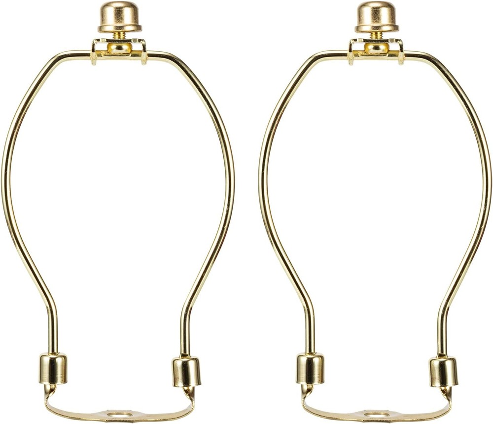 Polished Brass 6 Inch Lamp Harp Kit, 3/8 Inch Saddle Base Holes, Light Duty