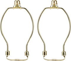 Polished Brass 6 Inch Lamp Harp Kit, 3/8 Inch Saddle Base Holes, Light Duty