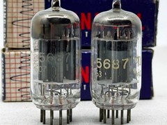 (2) Tung-Sol JTL-5687 Mil Spec Vacuum Tubes Black Plates O Getters Test Strong