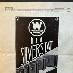 Westinghouse Silverstat Voltage Regulators Manual Data 31-260 1940; 1944 Reprint