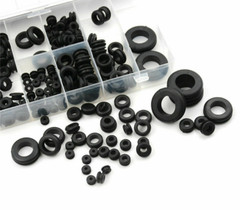 200pcs Rubber Grommet Assortment Set Electrical Wire Juncture Gasket Kit Black