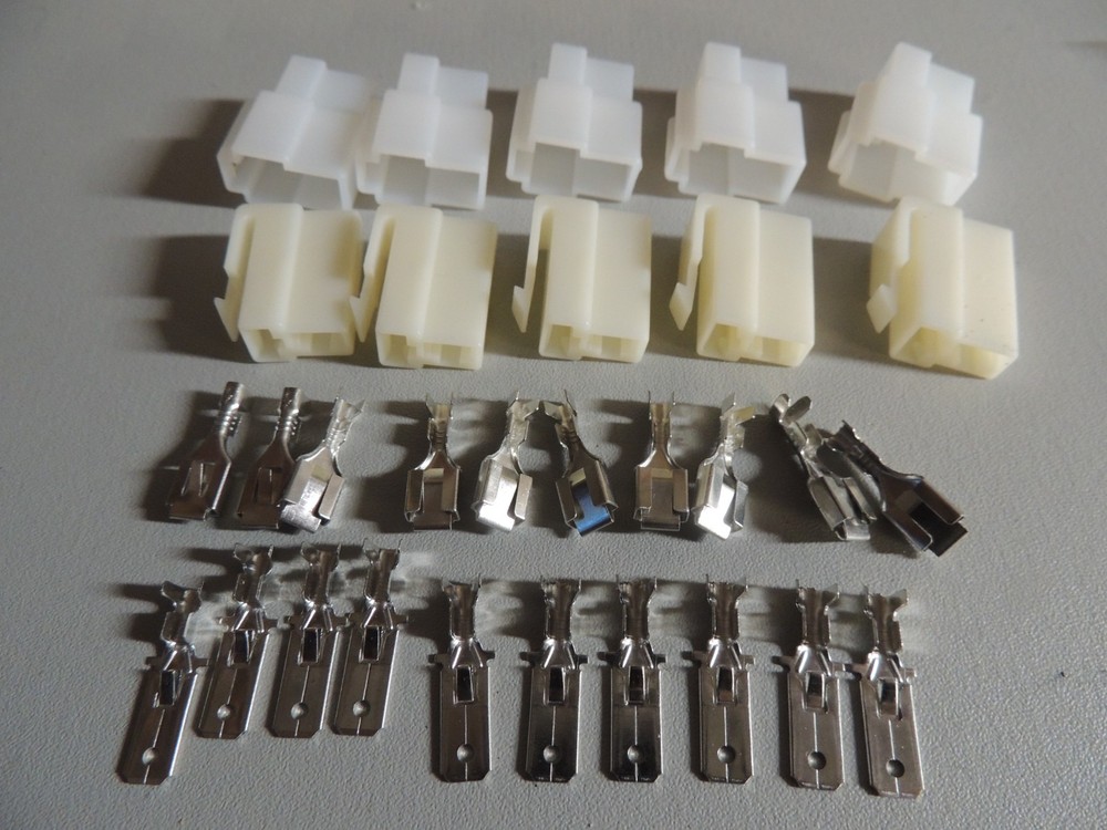 5 Sets 2 Pins Male Female Power Connectors ~ 6.3mm Spade type Molex Like