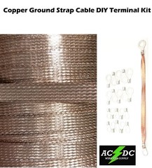 10′ Copper Ground Strap Cable KIT + DIY Terminal Kit 3/8″ FLAT Braid Wire