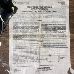 Thomas & Betts 273DRG Insulated Cap Guard Ground Lead 200A LB 25KV 200 AMP