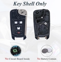 Replacement Flip Key Fob Shell Case for Sonic, Trax, Equinox, Encore, Terrain –