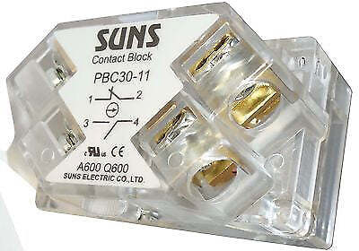SUNS PBC30-11 30mm Pushbutton/Selector Contact Block 1NO/1NC Replaces 9001KA1 8