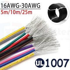 16/18/20 to 30AWG Electric Wire Multi-Strand Copper Soft Cable UL 1007 RoHS