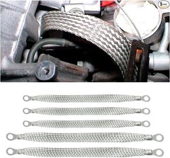 Universal Heavy Duty Flat Braided Tinned Copper Ground Strap Kit, 3PCS 10″x1/2″