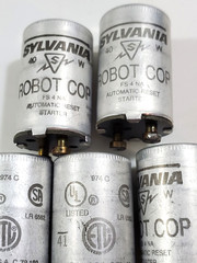Lot of 5 Sylvania FS-4 Fluorescent Lamp Starters 40 Watt Aluminum FS4 Robot Cop
