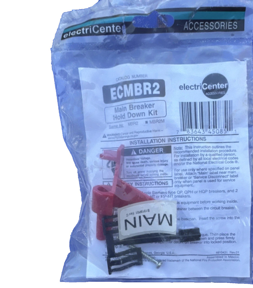 electriCenter ECMBR2 Main Breaker Hold Down Kit AKA: MBR2 MBR2M