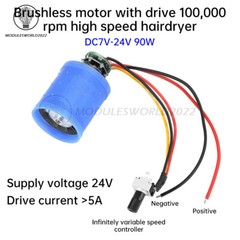 DC9V12V24V 100000RPM BLDC 3-Phase Ultra High Speed Brushless Motor w/ Driver Fan