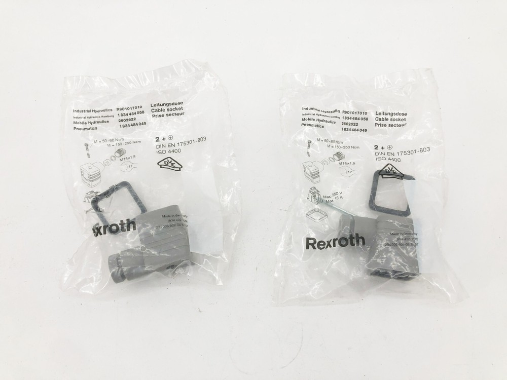 Lot of 2 New Rexroth R901017010 Cable Sockets 1834484058 / 2602622