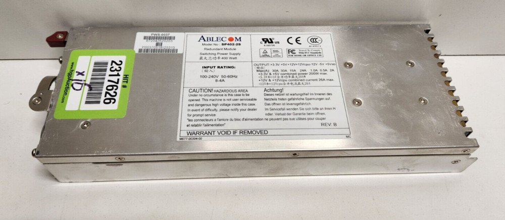 GUARANTEED! ABLECOM 400 WATT SWITCHING POWER SUPPLY SP402-2S