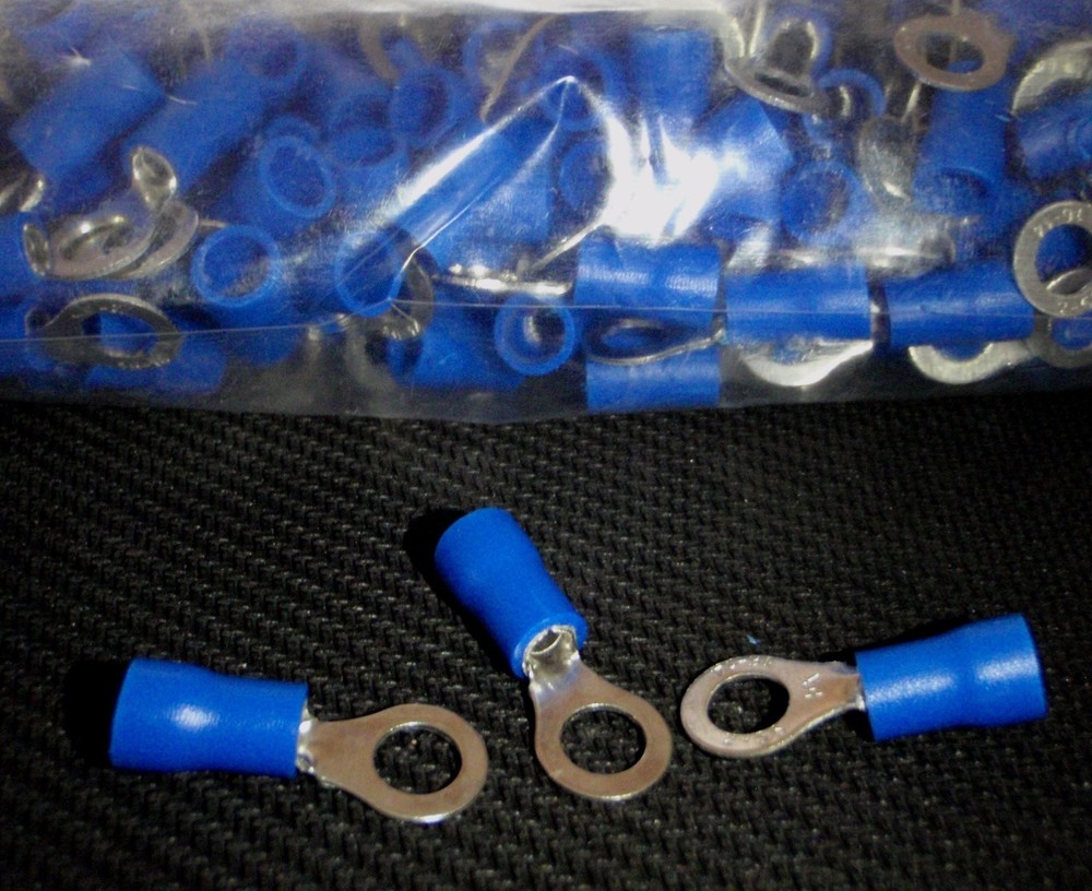 250PC 16-14 AWG INSULATED #8 RING CRIMP TERMINALS 16-14 GA RV2-4
