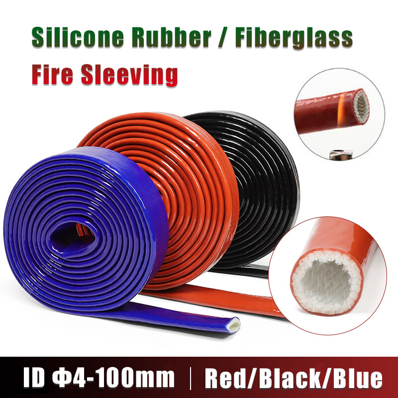 Silicone/Fiberglass Fire Sleeving Red/Black/Blue High Temp Insulation Sleeve