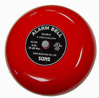 SUNS CB-6R-6 Red 6V Alarm Bell 6 Inch 6 Volt DC (6″ in 6 VDC)